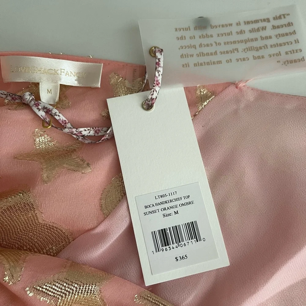 LoveShackFancy Boca Handkerchief Halter Top in color Sunset Orange Ombré sz M - Picture 4 of 16